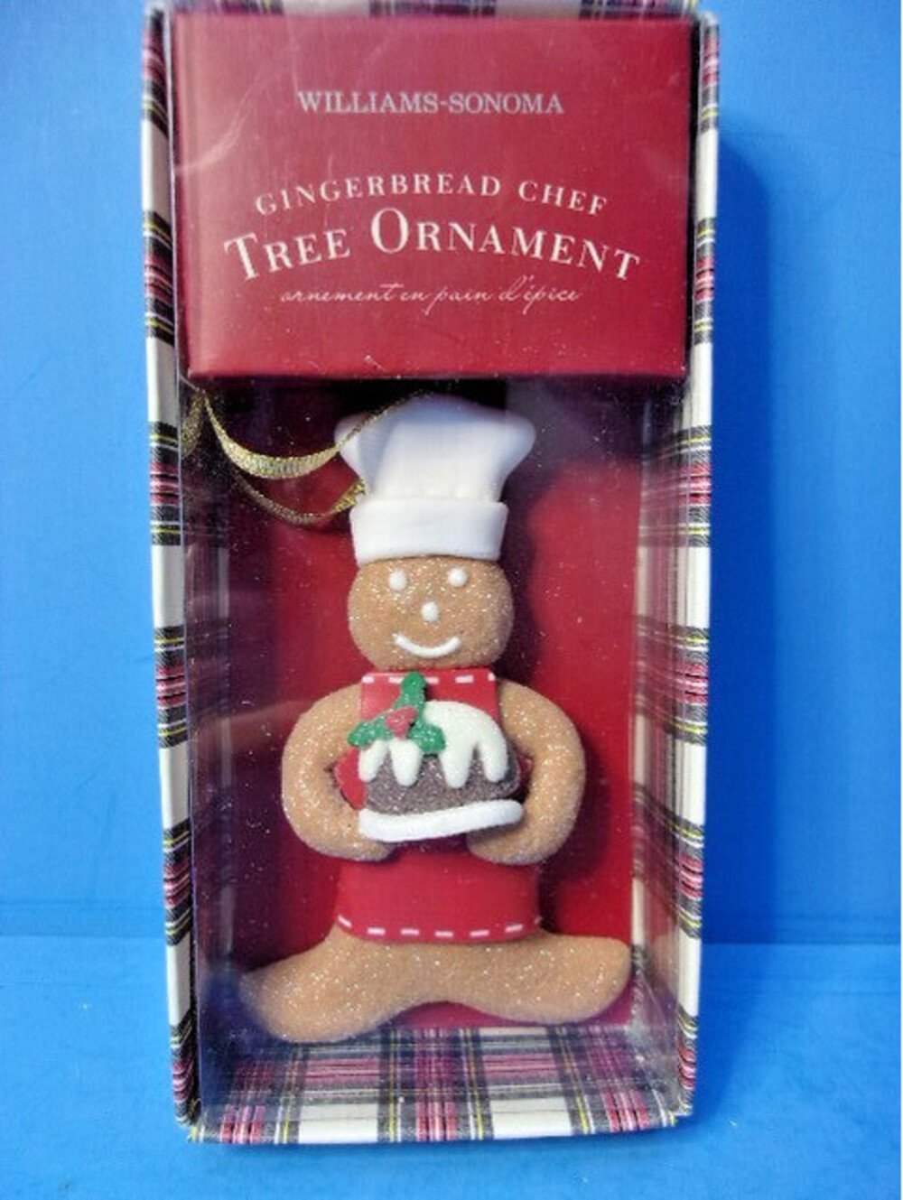 Williams Sonoma Gingerbread Chef w/ Bundt Cake Christmas Tree Ornament 2009 IOB